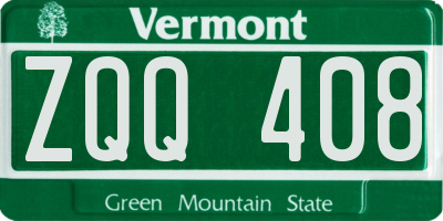 VT license plate ZQQ408