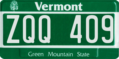 VT license plate ZQQ409