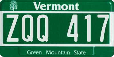 VT license plate ZQQ417