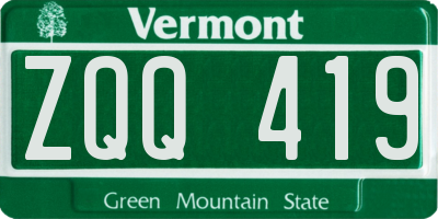 VT license plate ZQQ419