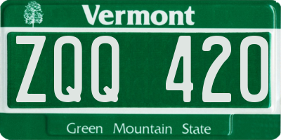 VT license plate ZQQ420