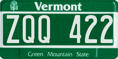 VT license plate ZQQ422