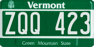 VT license plate ZQQ423