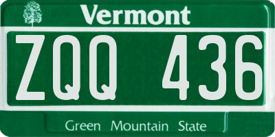 VT license plate ZQQ436