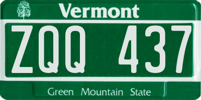 VT license plate ZQQ437