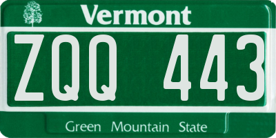 VT license plate ZQQ443