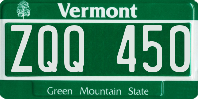 VT license plate ZQQ450