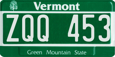 VT license plate ZQQ453