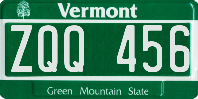 VT license plate ZQQ456