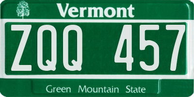 VT license plate ZQQ457