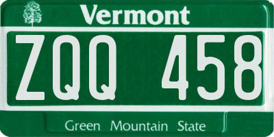 VT license plate ZQQ458