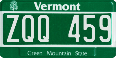 VT license plate ZQQ459