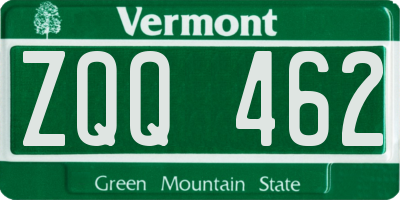 VT license plate ZQQ462
