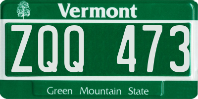 VT license plate ZQQ473