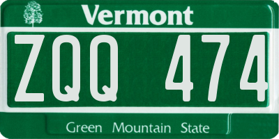 VT license plate ZQQ474