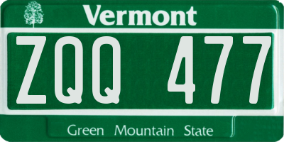 VT license plate ZQQ477