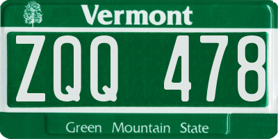 VT license plate ZQQ478