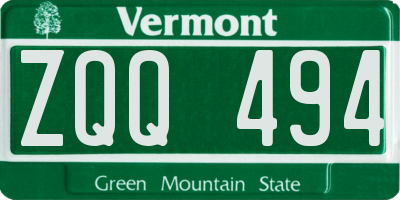 VT license plate ZQQ494