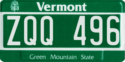 VT license plate ZQQ496