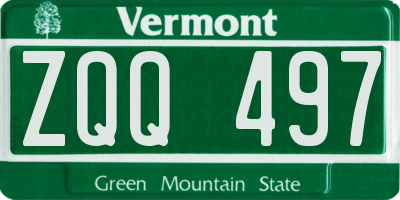 VT license plate ZQQ497