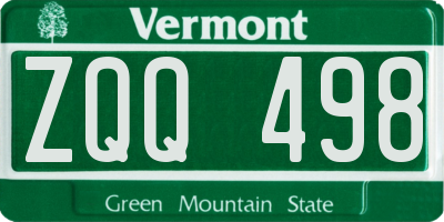 VT license plate ZQQ498