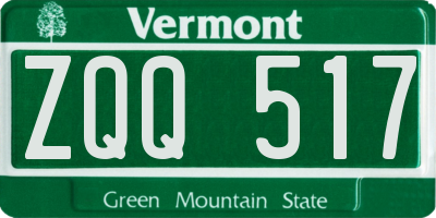 VT license plate ZQQ517