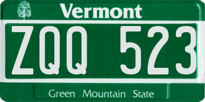 VT license plate ZQQ523