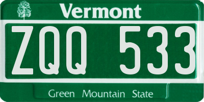 VT license plate ZQQ533