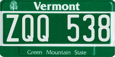 VT license plate ZQQ538