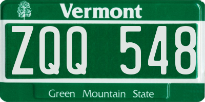 VT license plate ZQQ548