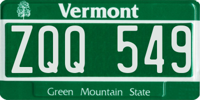 VT license plate ZQQ549