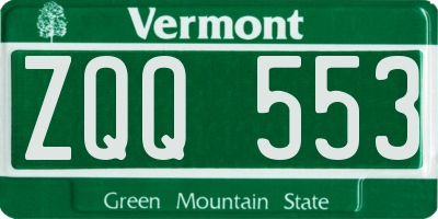 VT license plate ZQQ553
