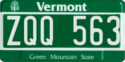 VT license plate ZQQ563