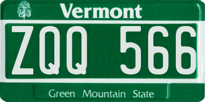 VT license plate ZQQ566