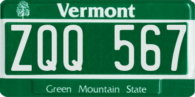 VT license plate ZQQ567