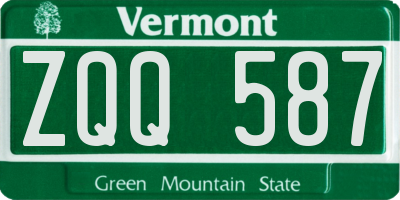 VT license plate ZQQ587