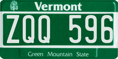 VT license plate ZQQ596