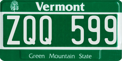 VT license plate ZQQ599
