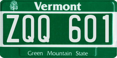 VT license plate ZQQ601