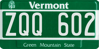 VT license plate ZQQ602