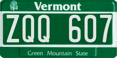 VT license plate ZQQ607