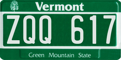 VT license plate ZQQ617