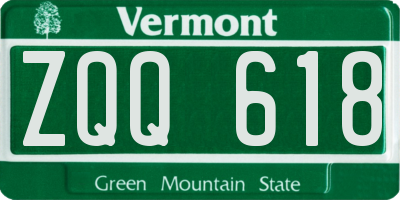 VT license plate ZQQ618