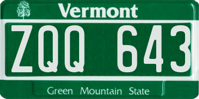 VT license plate ZQQ643