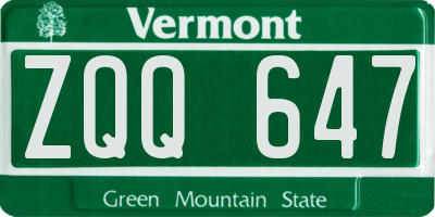 VT license plate ZQQ647