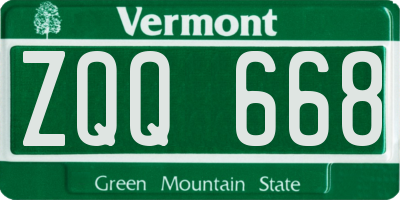 VT license plate ZQQ668