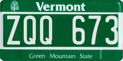 VT license plate ZQQ673