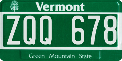 VT license plate ZQQ678