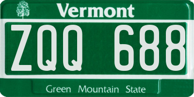 VT license plate ZQQ688