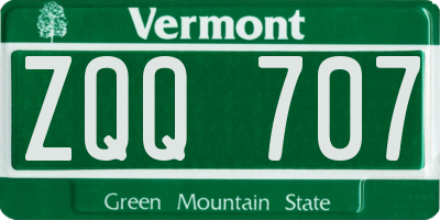 VT license plate ZQQ707